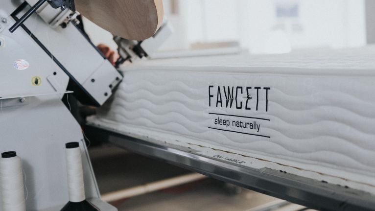 Close-up of Fawcett mattress production